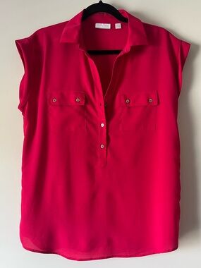 Women’s Hot Pink Sleeveless Button-Front Blouse